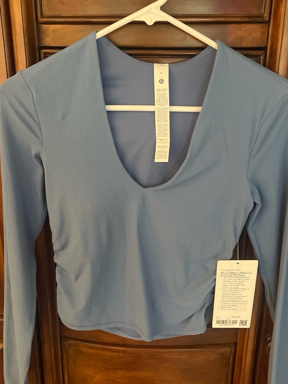 lululemon athletica Ribbed Long Sleeve Scoop Top — Dusty Blue